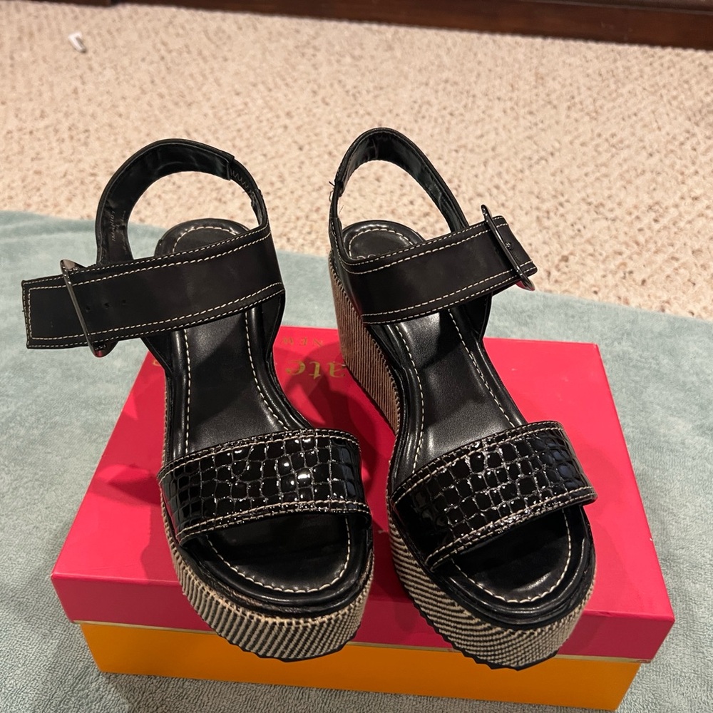 Donald J. Pliner Black Croc-Embossed Wedges
